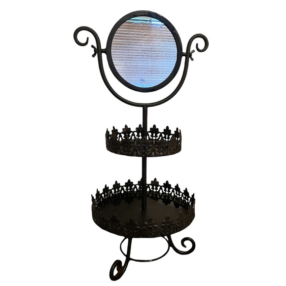 Other - Rod iron/Metal two tiered rustic Farm House open scroll edges tray and mirror